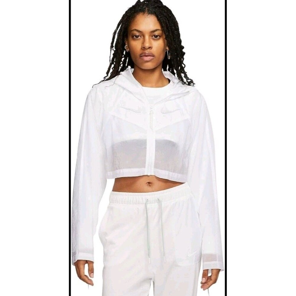 Nike Sportswear Women's Cropped Woven Windbreaker Jacket (White) Size 2XL